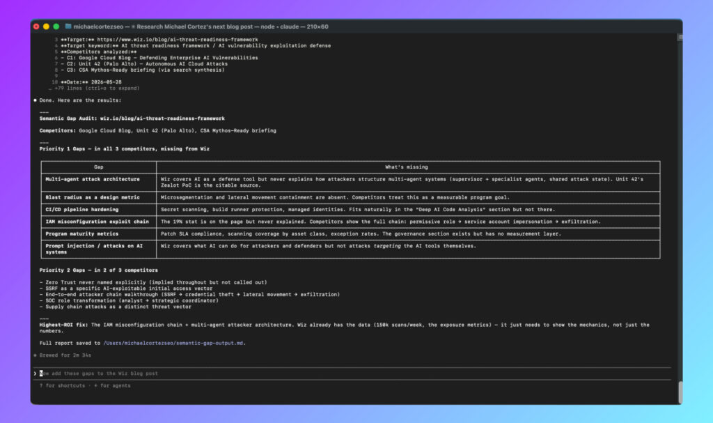 Claude Code Semantic Gap Analysis Output