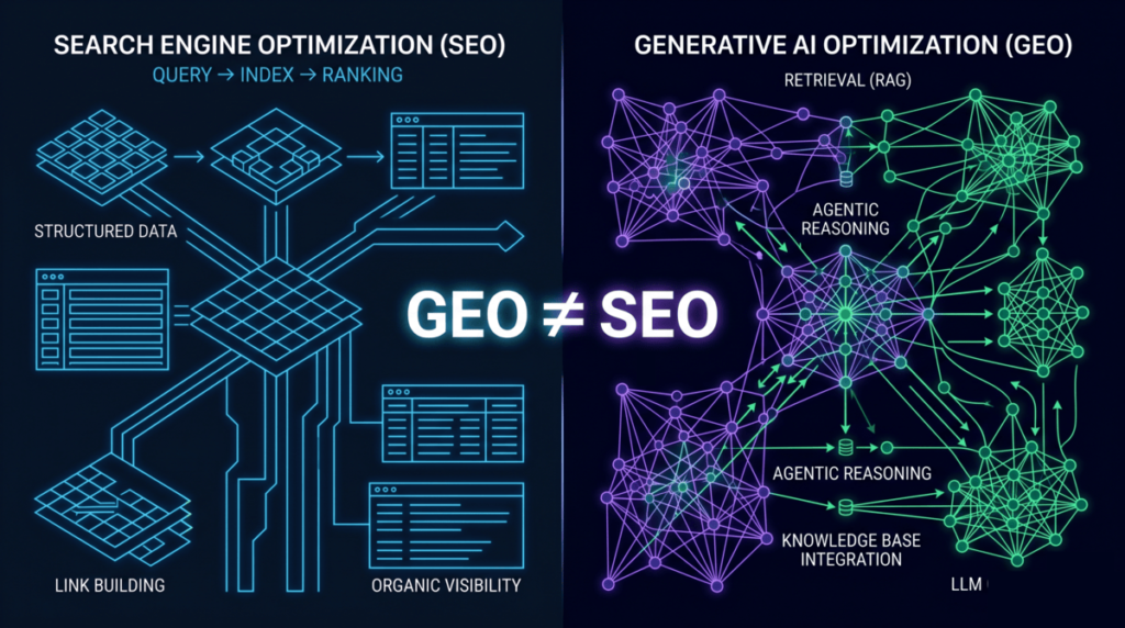 What is the difference bettwen GEO vs SEO graphic